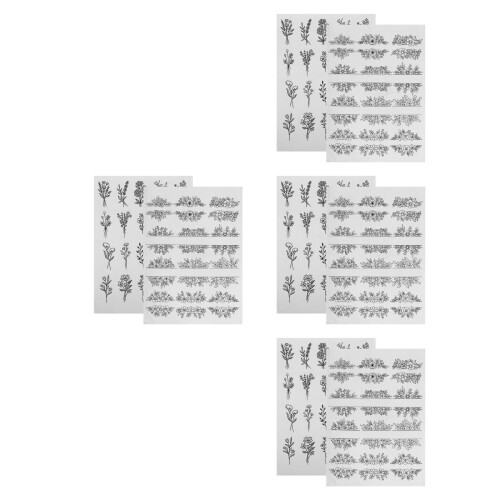 8Sheets Creative Black Water Soluble Sashiko Embroidery Templates 1