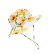 Cappello da sole in cotone per bambino, 0-2 anni, 40 cm, fantasia floreale gialla