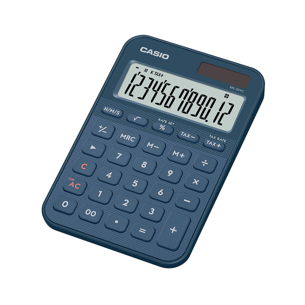 Casio Ms-20Yc Mini Desk Calculator Navy Ms-20Yc-Ny-W-Ep Blue
