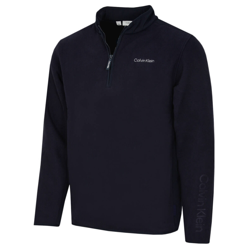 Calvin Klein (Xxl, Navy) Mens Thompson Half Zip Fleece 4-Way Stretch Golf Sweater Blue