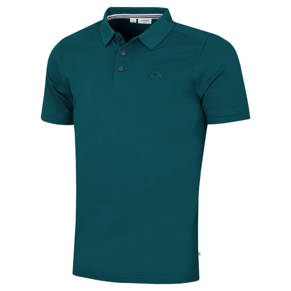 Calvin Klein (Xxxxxl, Petrol) Mens 2026 Campus Coastal Wicking Golf Polo Shirt