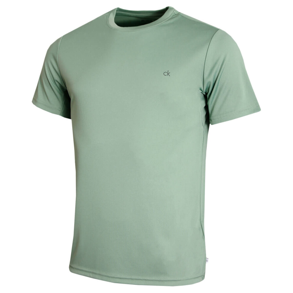 Calvin Klein (S, Sage) Mens 2026 Harlem Quick Drying Crew Neck Lightweight Golf T-Shirt Green