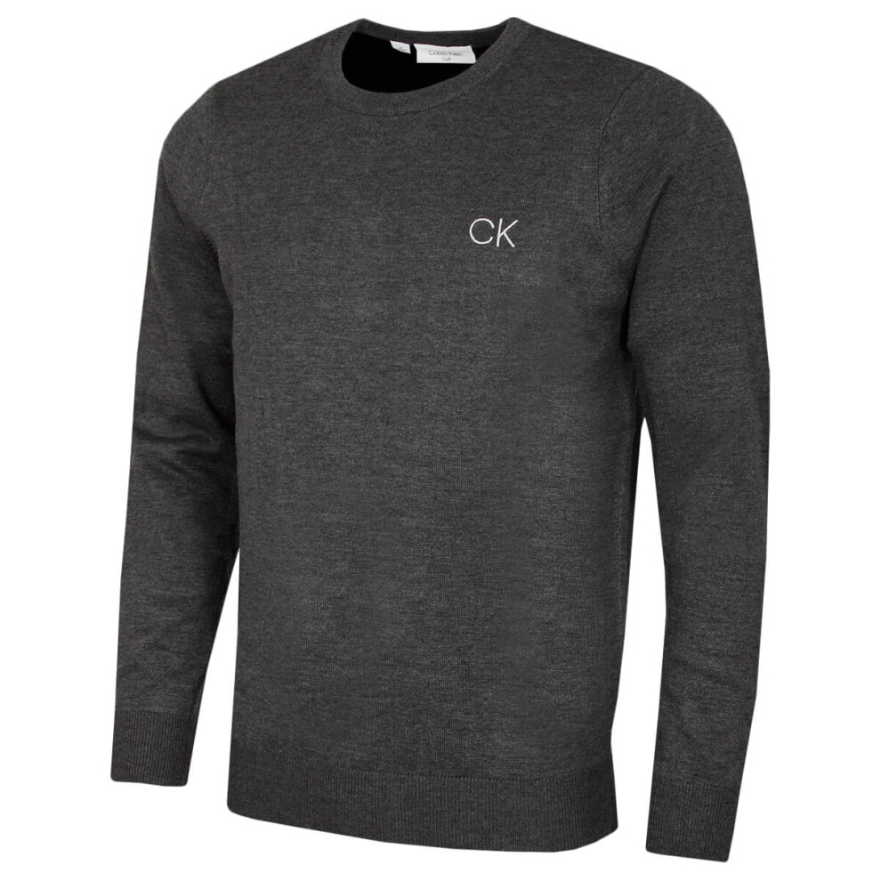 Calvin Klein (L, Charcoal) Mens 2026 Durable Comfort Crew Neck Tour Golf Sweater