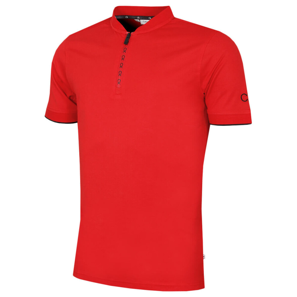Calvin Klein (M, Cardinal Red) Mens Del Monte Planet Lightweight Wicking Golf Polo Shirt