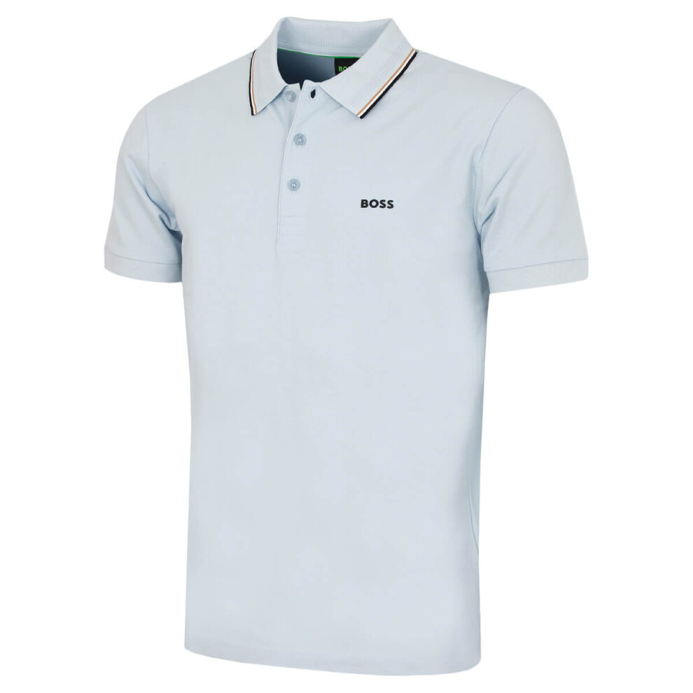Hugo Boss (M, Open ) Mens 2026 Birdie Paule Moisture Wicking Golf Polo Shirt Blue