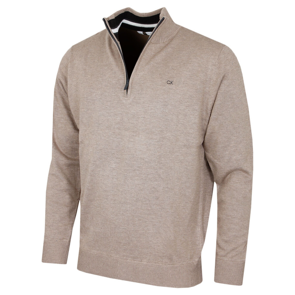 Calvin Klein (Xxxxxl, Oat Marl Sport) Mens 2026 Campus 1/2 Zip All Season Easy Care Sweater