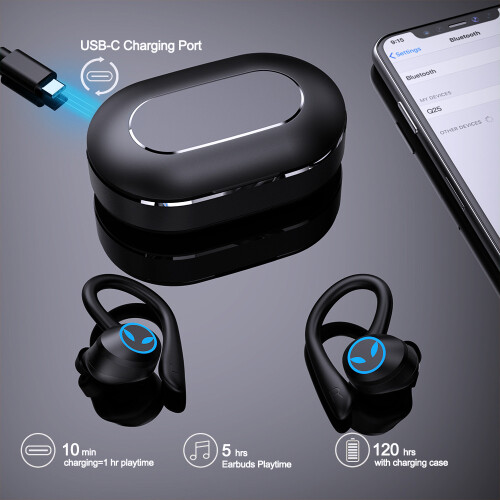 Ασύρματα ακουστικά Bluetooth, αδιάβροχα στερεοφωνικά ακουστικά ακύρωσης θορύ 1