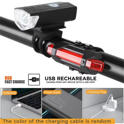 Σετ επαναφορτιζόμενων φώτων ποδηλάτου USB με 3 λειτουργίες, συνδυασμό μπροσ 1