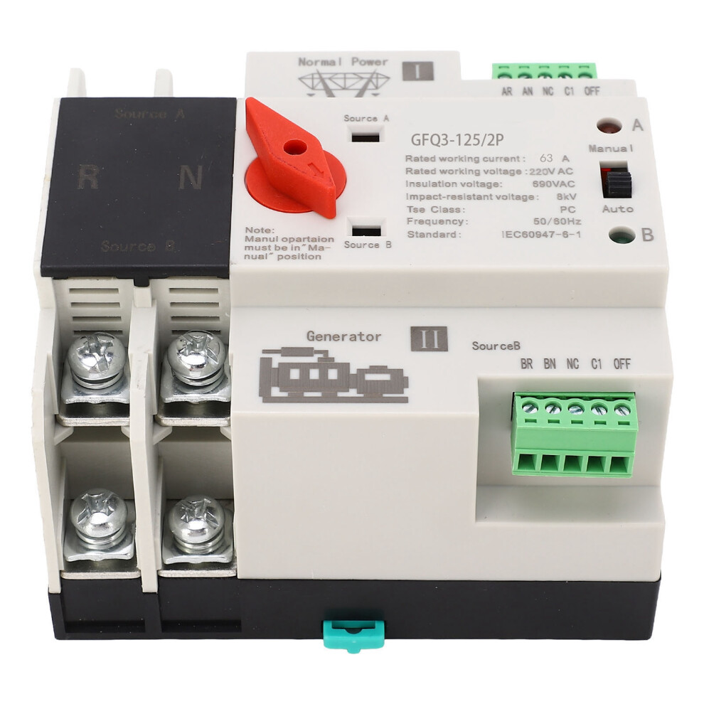 Automatic Transfer Switch 2P 63A AC220V