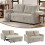 Homcom HOMCOM Corduroy Click Clack Sleeper Sofa with Pull Out Design, Cream White 2