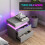 Homcom HOMCOM High Gloss Bedside Table with LED Light and 2 Drawers, Grey 6