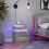 Homcom HOMCOM High Gloss Bedside Table with LED Light and 2 Drawers, Grey 8