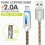 (silver,One size)Usb31 Nylon Braided Lights Led Cable Android Sync Data Cable Typec Fast Charging Cables 5