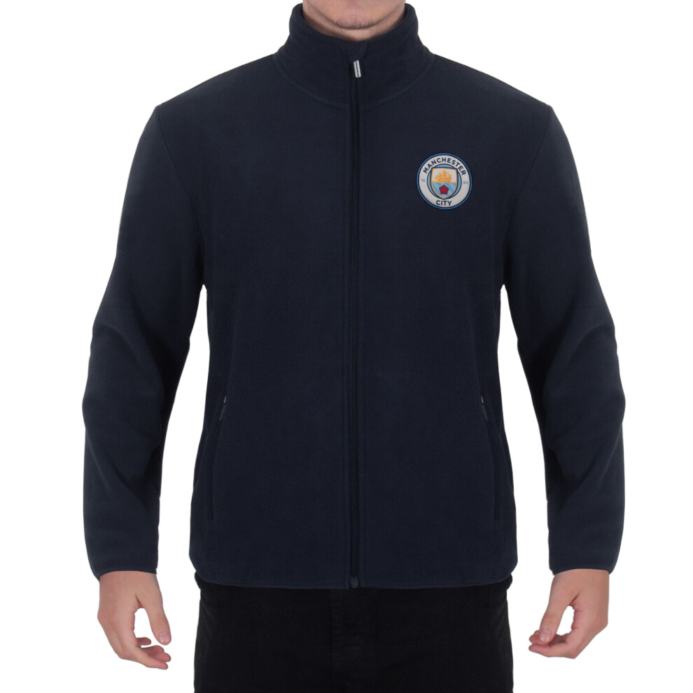 Manchester City Fc Manchester City Men's Official Full Zip Fleece Jacket – Navy, Medium Blue