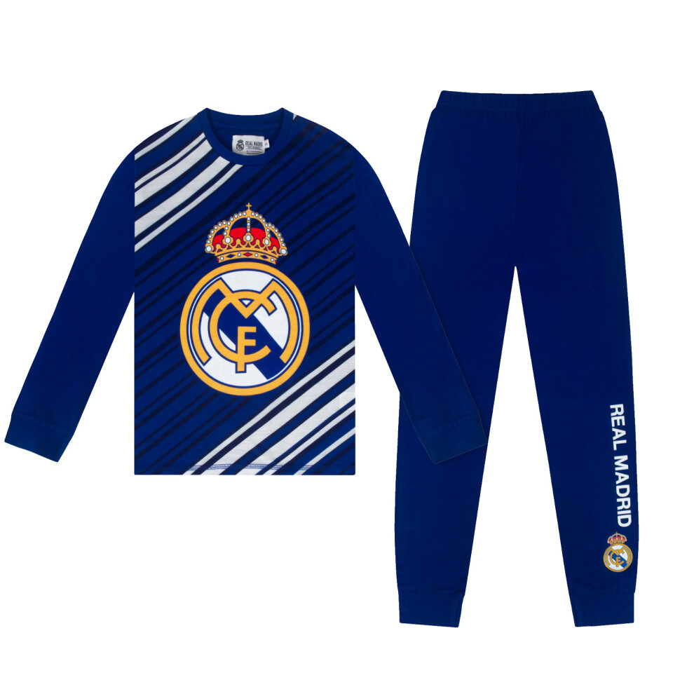 Real Madrid Boys Long Pyjamas Official Football Sleepwear Reflex - Age 5-6 Years Blue