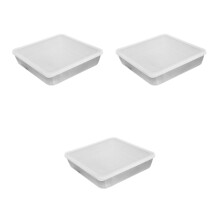 3Sets Rectangular Stainless Steel Roasting Pans with Lid and Rack