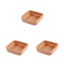 3Pcs Chocolate Solid Wood Fruits Bowl Portable Salad Bowl