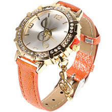 1Montre Orange Métal Femme Ajustable Mode Casual Et Scolaire