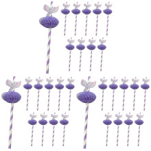 150St Decoratieve Papieren Cocktailrietjes Paars Voor Zomerse Feesten