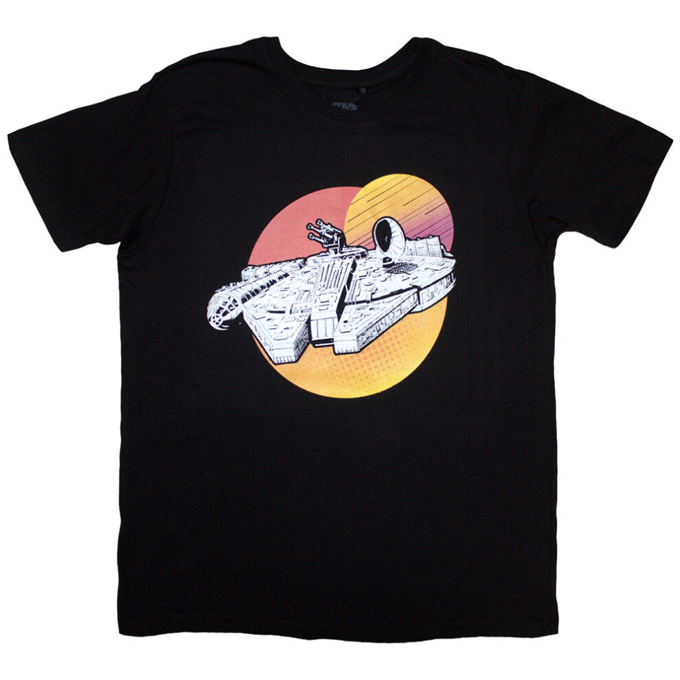Star Wars (M, ) Millennium Falcon Twin Suns T Shirt Black