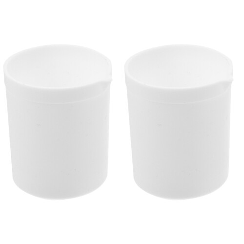 2Pcs Compact White Plastic Beaker Coffee Mugs Laboratory Use