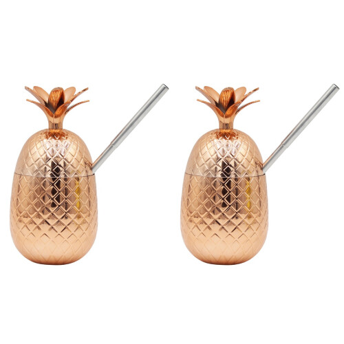 2Pcs Pineapple Party Drinking Cups with Decorative Mugs