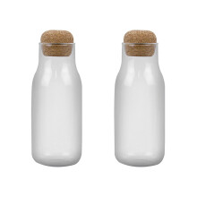 2Pcs Transparent Glass Jars Cork Sealed for Kitchen Seasoning Storage