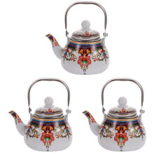 3Pièces Théière Émaillée À Large Bec Pour Facile