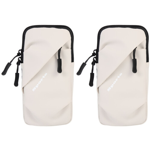 2Pcs Grey Elastic Arm Bands for Phone with Storage Pouch