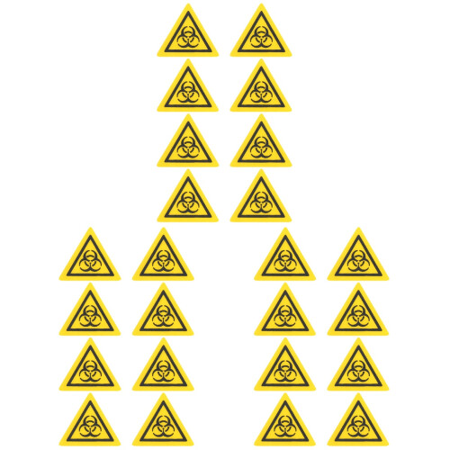 24Pcs Pc Biological Stickers Yellow Durable Warning Decals