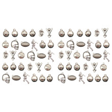 60Stk Silberfarbene Metall Anhänger Kugel Charms Schmuck Basteln DIY