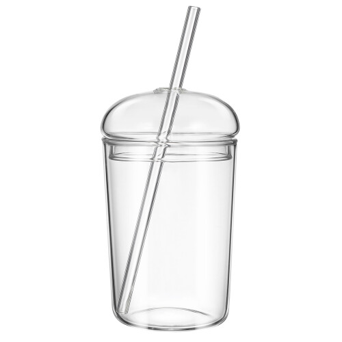 3 Count Glass Cup With Lid Straw Drinking Glasses Cups For Kitchen