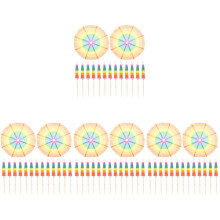 200Pcs Assorted Umbrellas for Drinks Bamboo Paper Picks