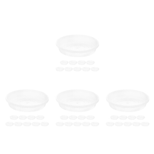 40Pcs Transparent Plastic Planter Saucers Reusable for Indoor Plants