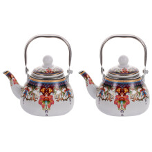 2St Emaille Theeketel Met En Design Voor Kantoor