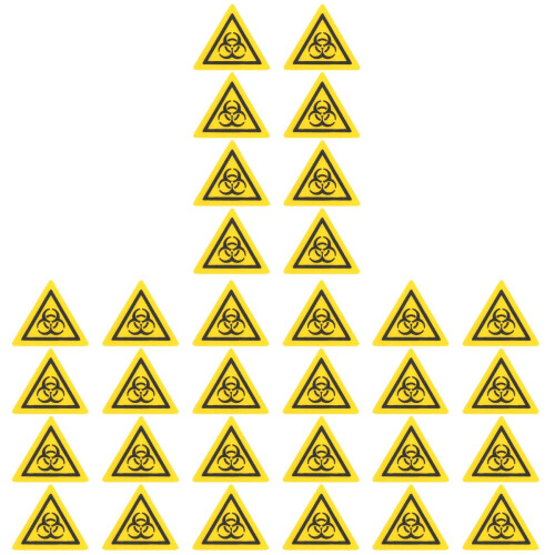 32Pcs Durable Pc Biological Hazard Warning Stickers for Lab Safety