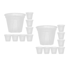 20Pcs White Clear Plant Pots Plastic for Office Home with Drainage