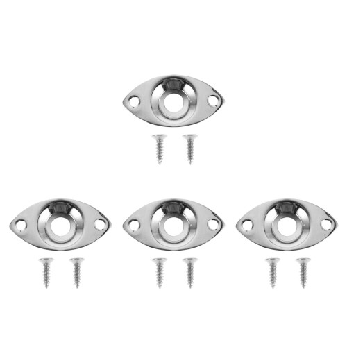 4Sets Silver Metal Guitar Jack Plate Durable Outlet Socket Replacement