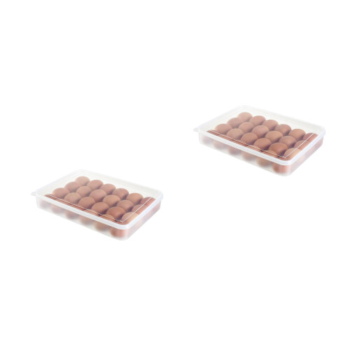 2Pcs Transparent Plastic Food Container Khaki Kitchen Crisper with Lid