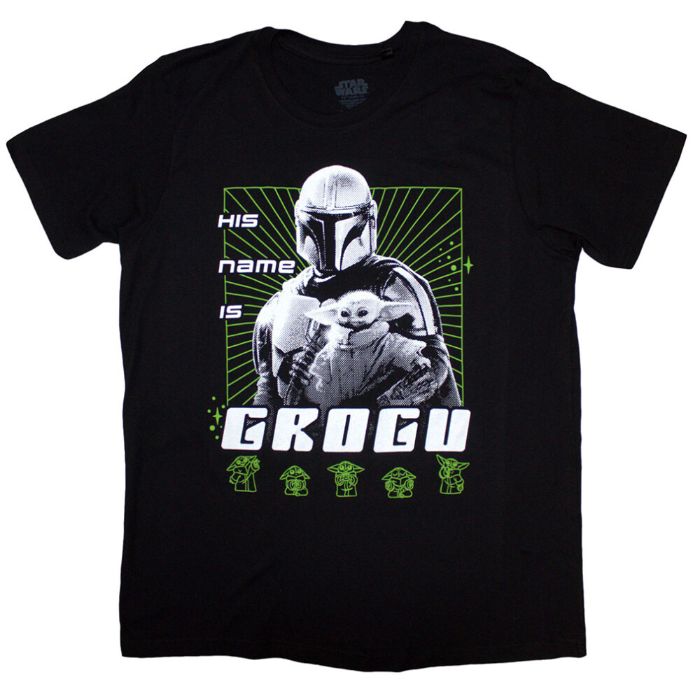 Star Wars (M, ) The Mandalorian His Name Is Grogu T Shirt Black