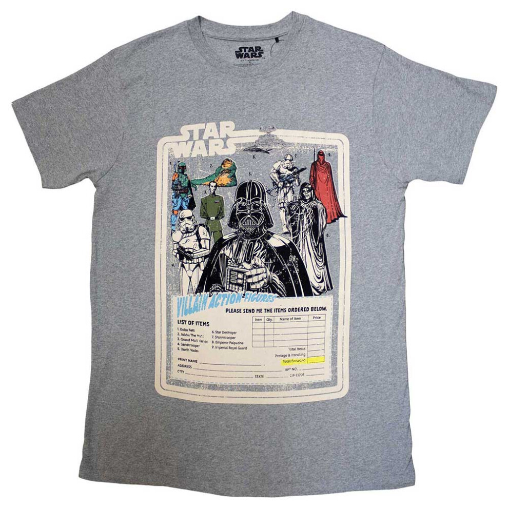 Star Wars (S, ) Villains Action Figures T Shirt Grey