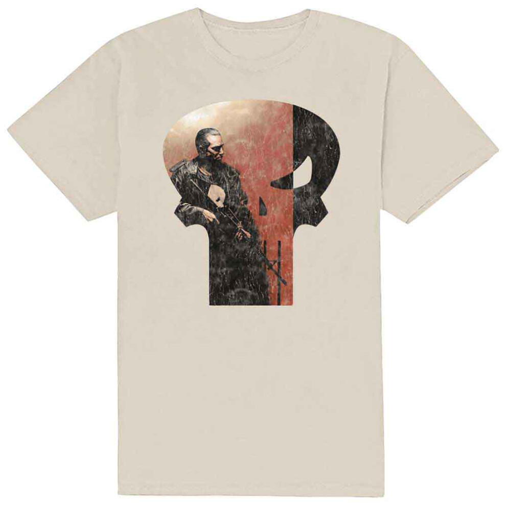 Marvel (Xxl, White) Punisher T Shirt Skull Outline Character New Official Comics Mens Natural
