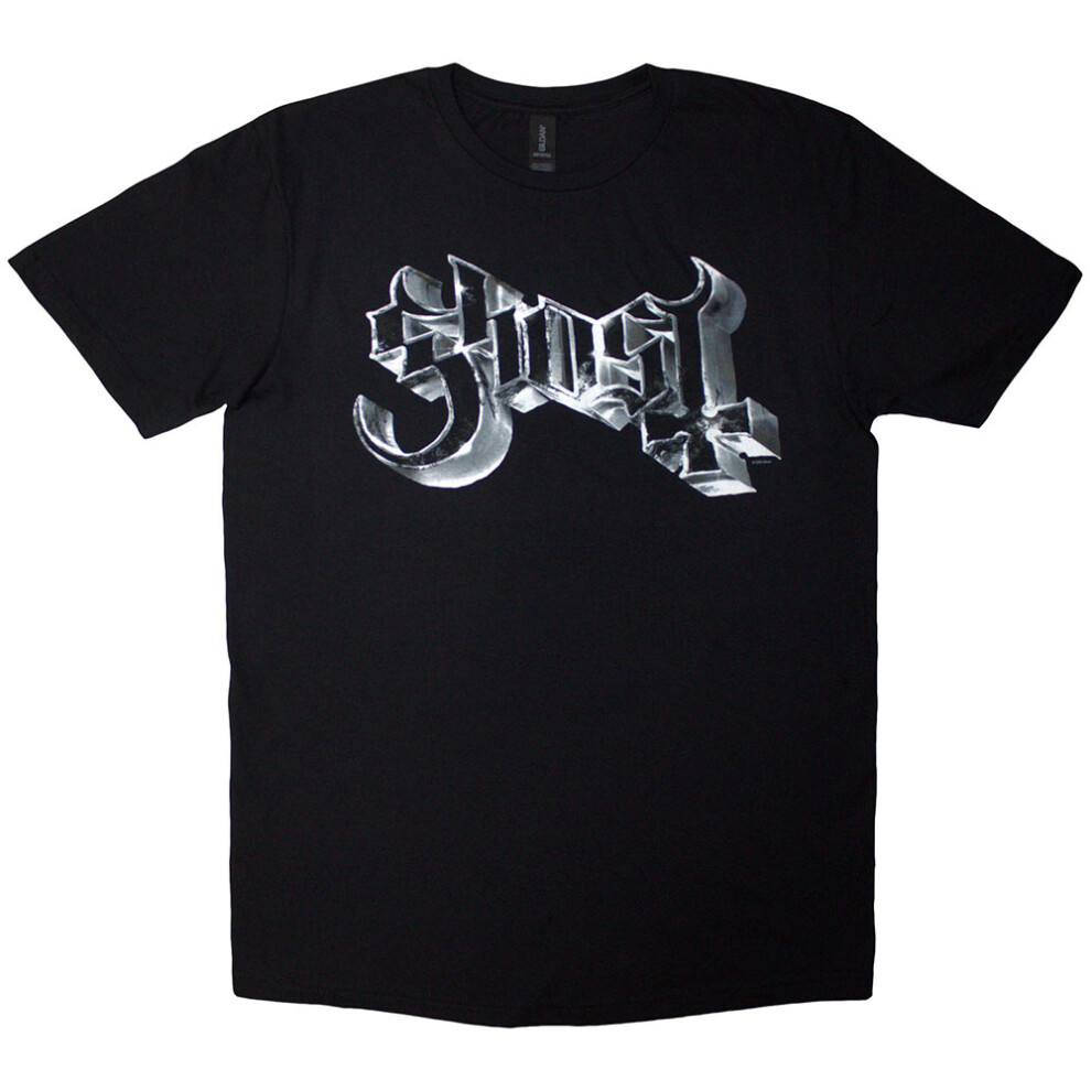 Ghost (Xl, ) Chrome Band Logo T Shirt Black