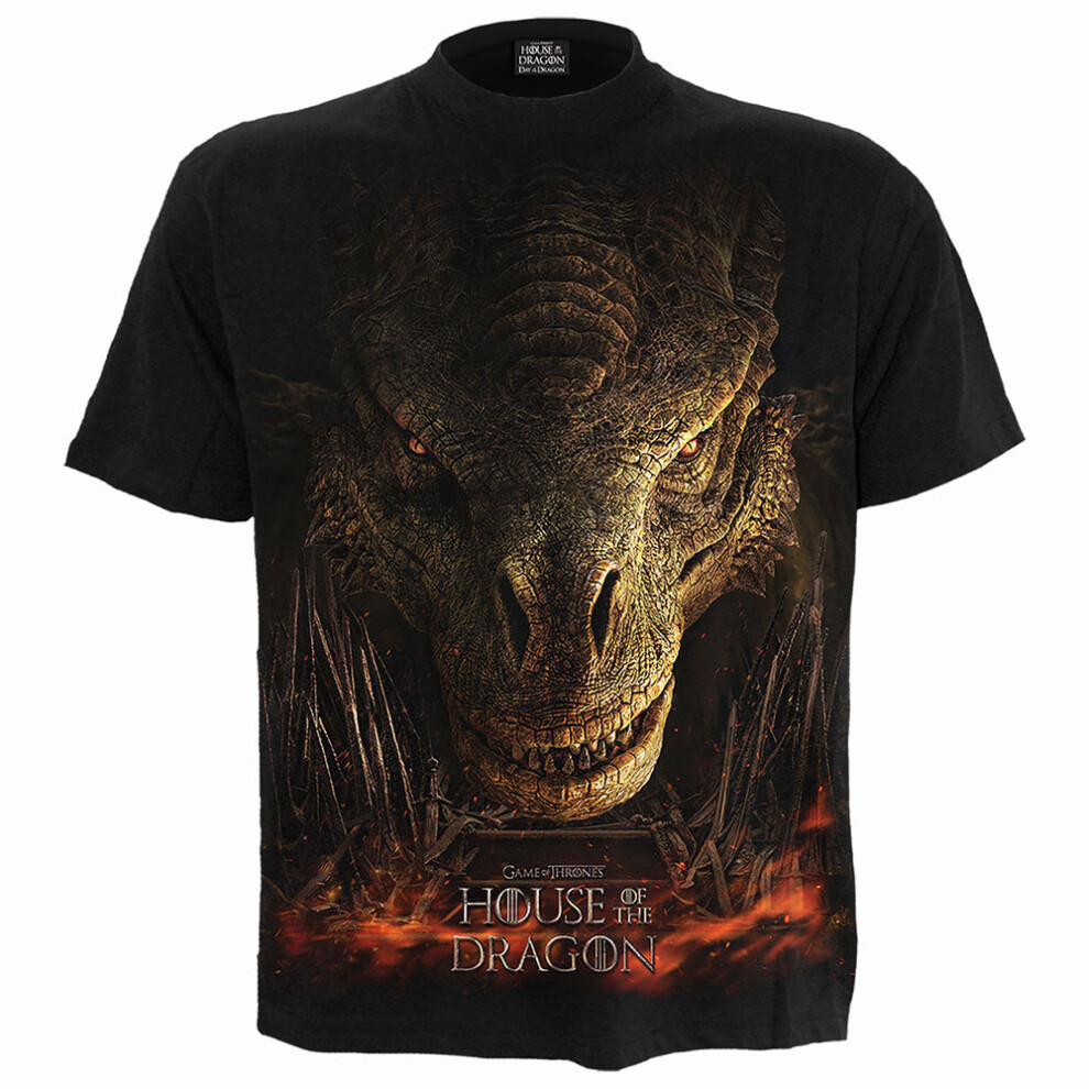 Game Of Thrones Hod - Dragon Throne - Front Print T-Shirt Black