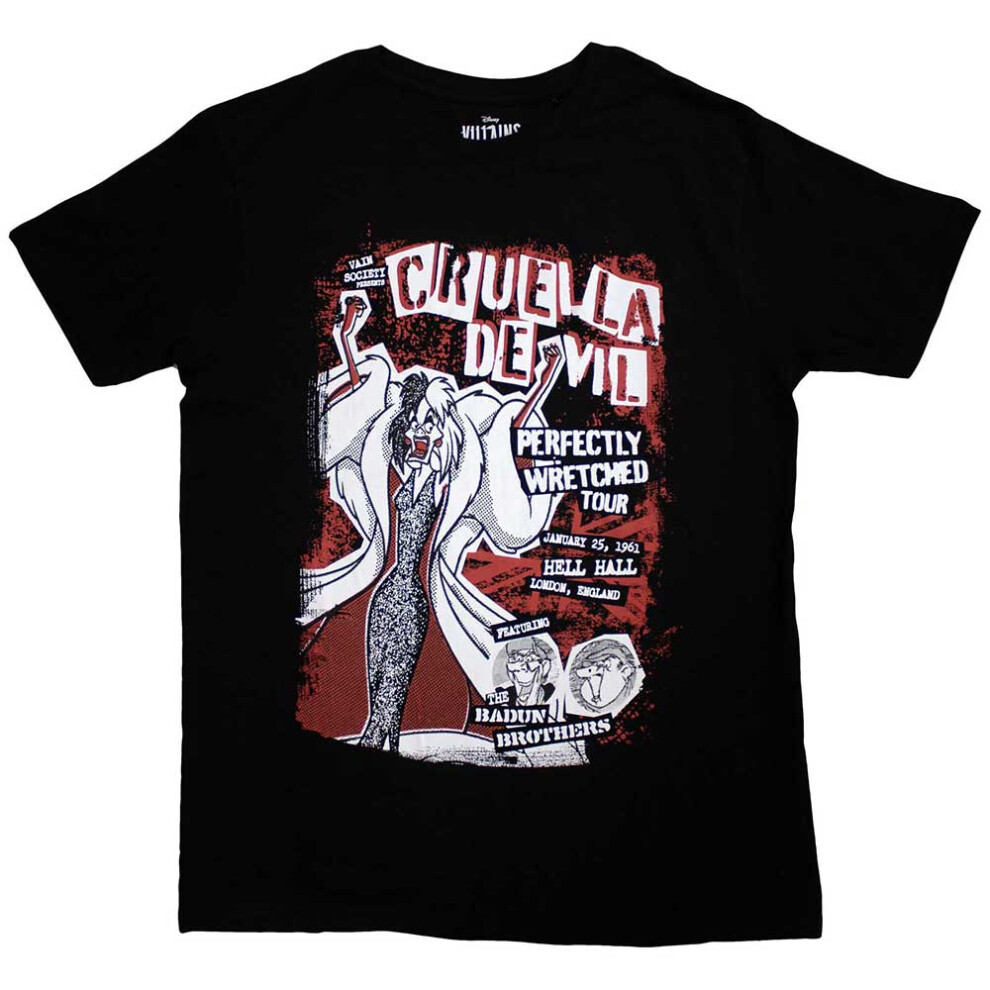 Disney (M, ) 101 Dalmatians Cruella Tour T Shirt Black