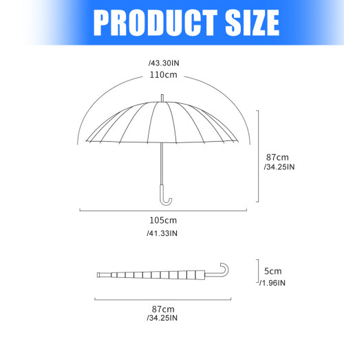 Windproof Umbrella Waterproof Fabric Waterproof Fabric Long-Red 2