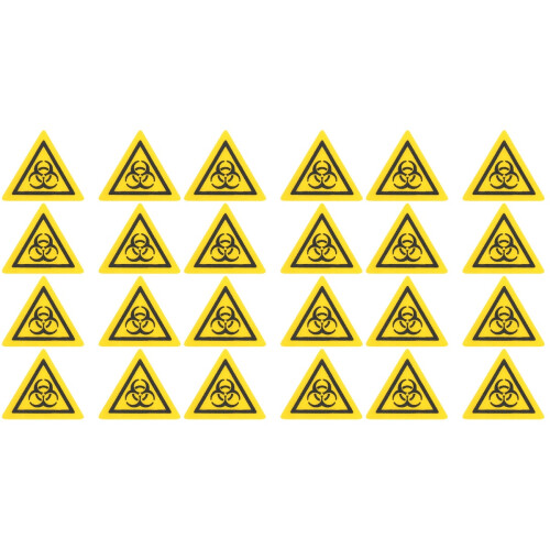 24Pcs Pc Biological Stickers Yellow Durable Warning Decals 2
