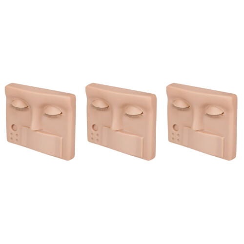 3Pièces Tête Mannequin Cils Entraînement Extensions Silicone 2