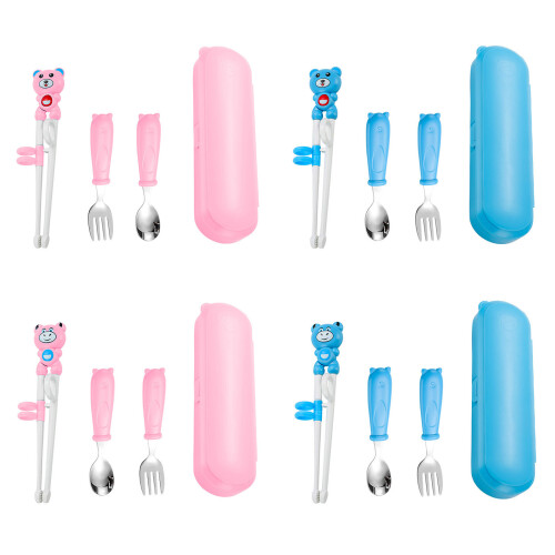 Kids Learning Chopsticks Spoon Fork Set Cartoon Animal-2 2