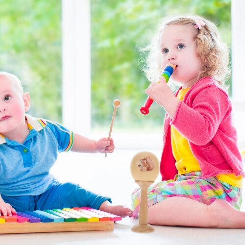 2Instruments En Bois Beige Pour Enfant Et 2